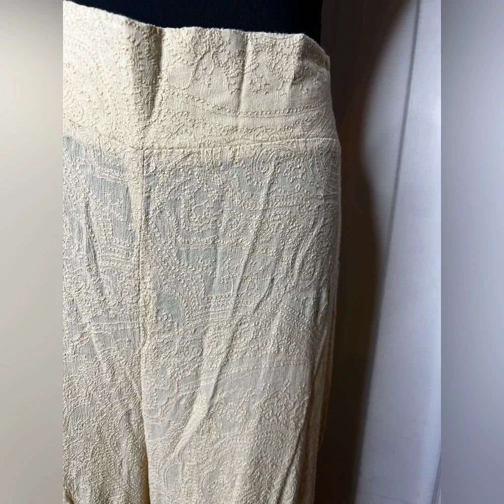 Free People Embroidered Tiered Boho high rise pants, yellow, hard to find LARGE - Picture 3 of 8